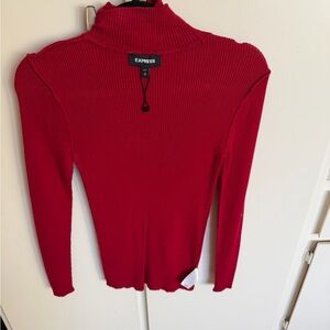 Express Vibrant Red Ribbed Turtleneck
